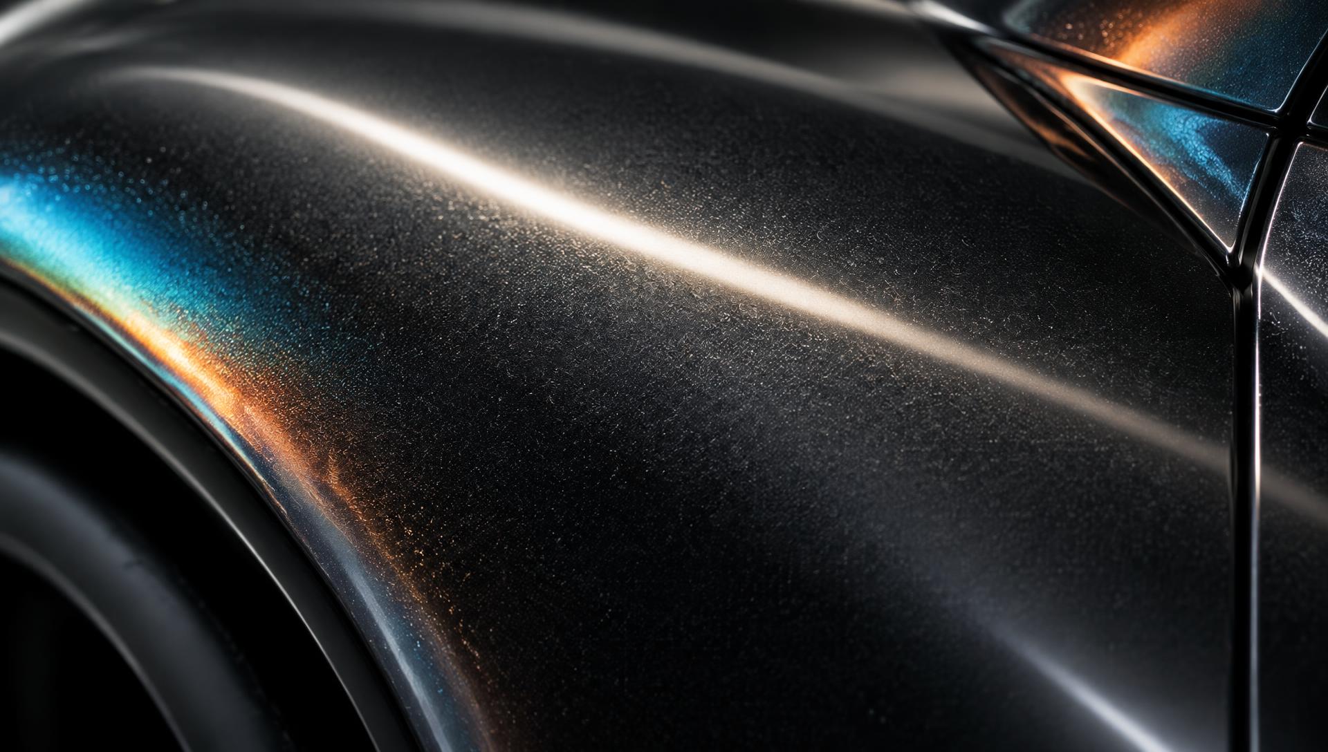 Macro of flawless automotive paint under studio light
